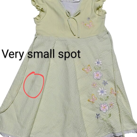 Thrifted SIZE-6 YOUNGLAND LIGHT GREEN APPLE and WHITE GINGHAM BUTTERFLY DRESS - Picture 6 of 7